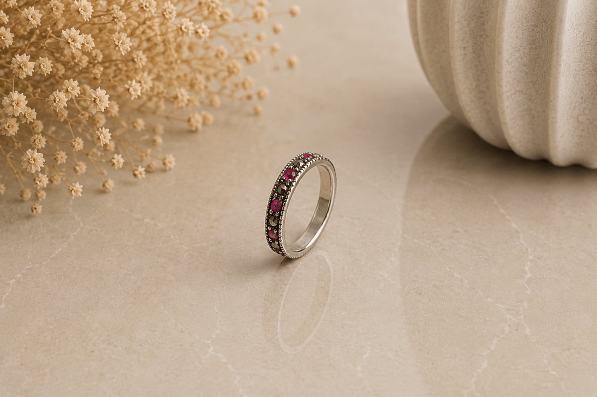 Pink & Black CZ Eternity Band